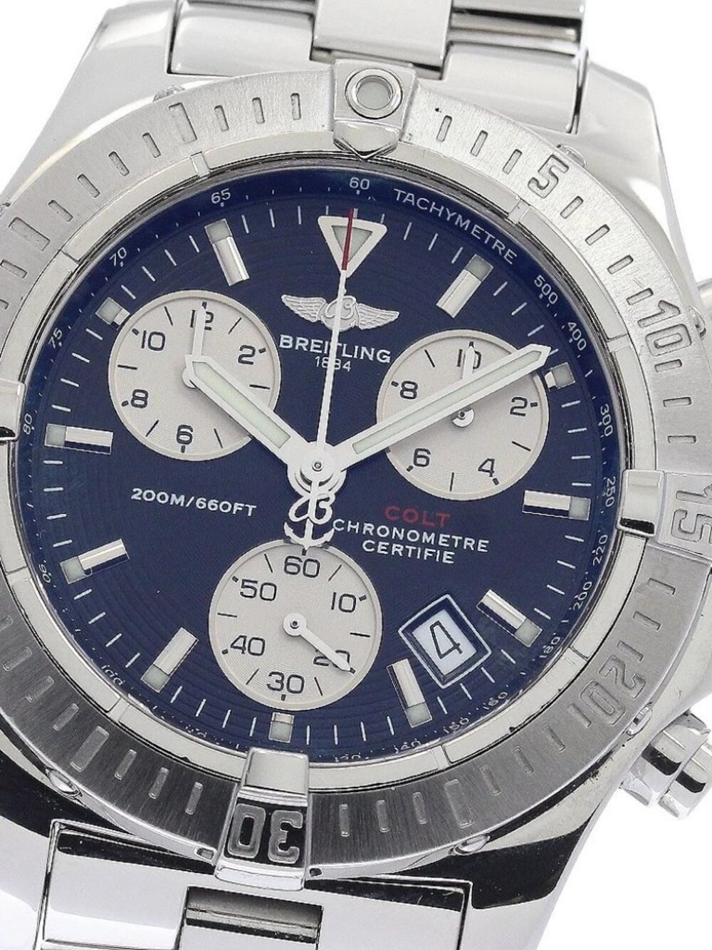 BREITLING Colt A73380 Chronograph Black / Silver Dial Quartz Men's Watch_934750